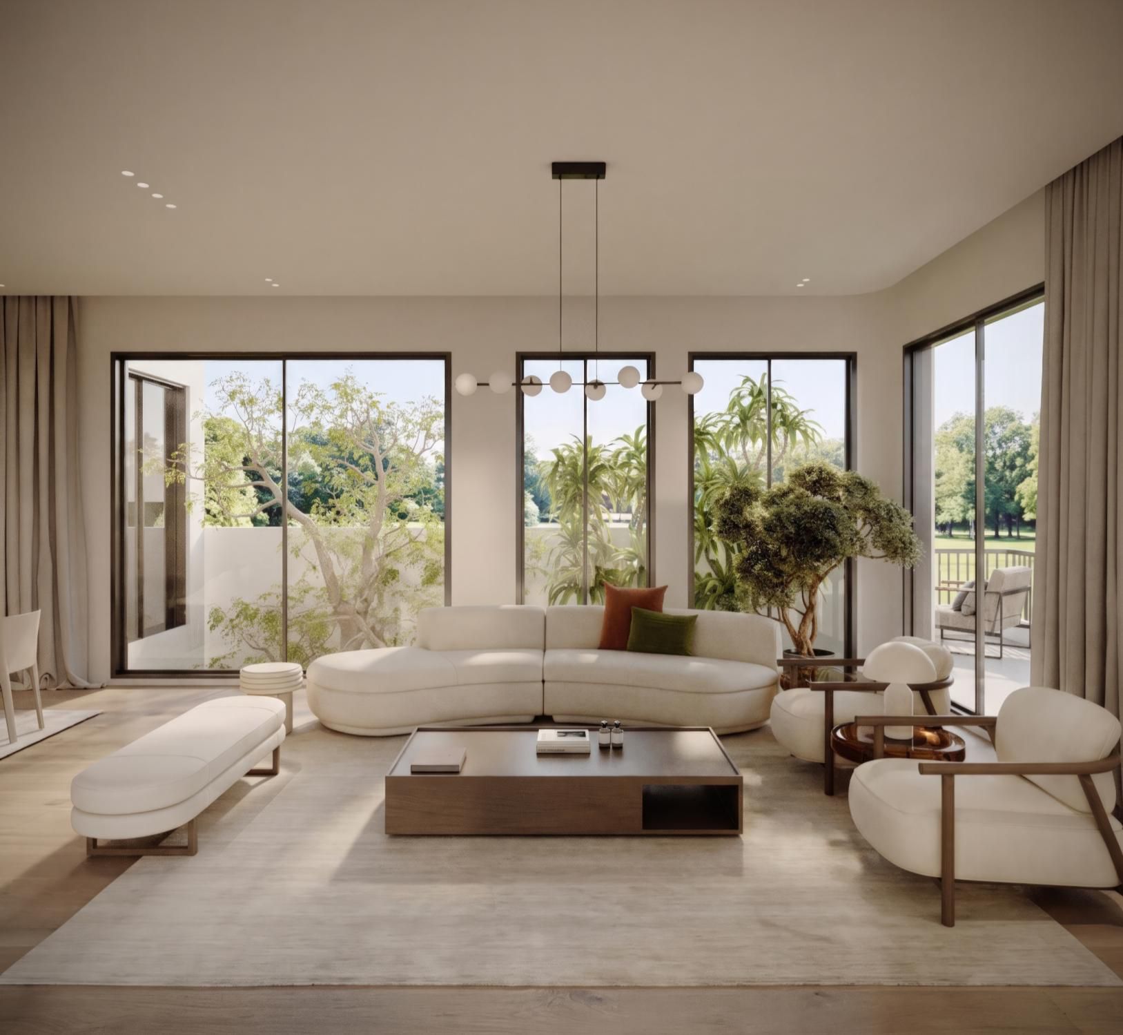 Bright living room opening to the landscape